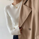 Fongt German Velvet Undershirt Women's Dress With Autumn-Winter 2024 Autumn-Winter Long-Sleeved T-Shirt Korean Version White Round Collar