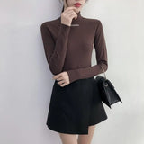 Solid Bottoming t Shirt Women Spring Autumn Tee Shirts Korean Turtleneck Slim Long Sleeve Black White T-shirts 90s tops