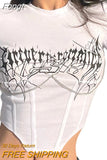 Women Goth Clothes y2k Crop Tops Summer 2023 T shirts Grunge 2000s Trashy Aesthetic Short Sleeve Tees Young Girls