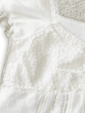 Paneled Lace White Puff Sleeve Blouse-Outfit