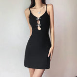 Fongt Summer New Pure Desire Wind Sexy Back V-Collar Hollow Out Bowknot Splicing Dress