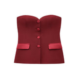 Fongt Women's Clothing 2025 Spring New Sexy 4 Color Tight Single-Breasted Breast Small Vest + Short Skirt Set