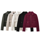 Fongt Women's Dress 2025 Autumn Zipper Collar Long-Sleeved Jacket Baseball Jacket Women L52255