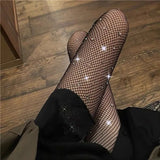 Black Stockings Women's Thin Black Ins Bodie Stockings Nets With Diamond White JK Pantyhose
