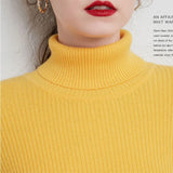 Turtleneck Slim Sweater Women Pullovers 2021 Autumn Thick Long Sleeve Basic All-match Tops Ladies Fashion Office