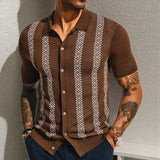 Fongt Men's Men's Summer Striped Jacket Knits Short-Sleeves Sleeves Casual POLO