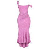 Purple Lace Floral Frill Corset Maxi Dress-Outfit