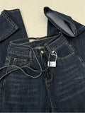 High Waist Jeans Female Harajuku Y2K Streetwear Straight Trousers Women Chic Lace Up Wide Leg Denim Pants 2023