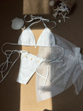 2024 New Small Fresh Sexy Beach Shell Three-Piece Net Swimsuit Bikini