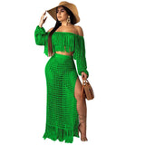 Fongt New Women's Casual Netted Fram Beach Dress 2 Sets-Outfit