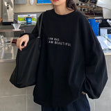 Fongt New Autumn Korean Version Of Hong Kong Style Simple Letter Student Jacket Loose Thin Long-Sleeved Hoodie Women's