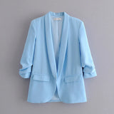 New Pleated Sleeve Sag Urban Leisure Candy Color Women's Suit Coat-Outfit