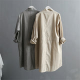 Cotton Linen Women's Trench Coat 2022 New Korean Version Long Sleeved Large Size Loose Women Trenchs