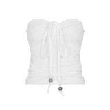 Fongt Desire Girl To Reduce The Age Of Sexy Hanging Neck More Wearing A Word Shoulder Tight Chest Vest Hottie Low-Waist Broken Flower Half-Body Skirt