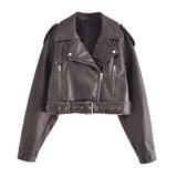 New Spring Style Skinny Leather Locomotive Jacket 4341730-Outfit