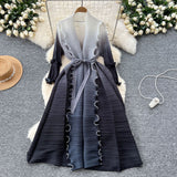 Fongt Strap Long Three-Home Folded Coat Female Fashionable Gradient Wood Ear Pressure Skirt