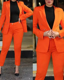 Spring Autumn Two Piece Set Women Office Tracksuits For Ladies Outfits Lapel Collar Double Breasted Blazer Suit Pants