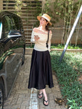 Fongt Xixi 2025 Spring New Temperament Commute High-Waisted Half-Body Skirt A Folding A-Word Skirt 85112