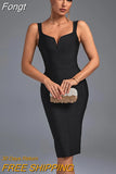 Bandage Dress Black Bodycon Dress Evening Party Elegant Sexy Spaghett Strap Birthday Club Outfit 2023 Summer New