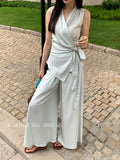 Fongt Xixi 2025 Spring New Temperament Linen Vest + High Waist Display Thin Leg Trousers Two Sets Of Women 89403