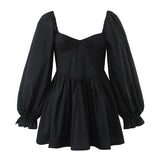 And Winter New Three-Dimensional Steel Trap Chest Pleated Back Long-Sleeved Dress-Outfit