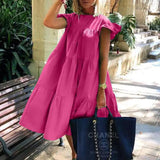 Colors And Six Yards A Lot Of Women's Loose Folds Short-Sleeved Dress Pure