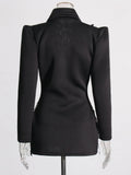 Fongt Socialite Wind 2024 Autumn New Lapel Sexy Heavy Industry Diamond Design Suit Dress Woman-Outfit