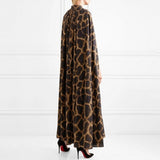 TWOTWINSTYLE Female Cardigan Coat O Neck Cloak Sleeve Print Leopard Maxi Cloaks For Women 2022 Autumn Vintage