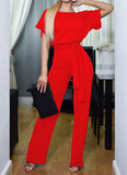 Color 6 Size Hot New Summer 2023 Fashion Button Short Sleeve Female Jumpsuit-Outfit