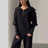 Fongt Spring And Autumn Winter New Temperament Casual Zipper Jacket Large Two Sets