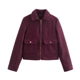 Fongt Women's Explosive Collared Pocket Zipper Jacket