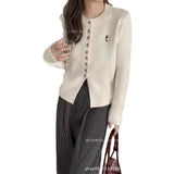 Neck Short Sweater Women 2024 Fall New Design Sense Minority Soft Waxy Lazy Sweater Sweater Girl-Outfit