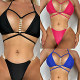 2023 New Sexy Solid Color Strap T-Tong Bikini