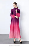Fongt And Fashionable Gradient Lantern Sleeve Pressure Folding Dress Women Autumn And Winter Loose Apparent Thin-Skinny A-Character Dress