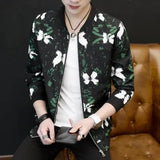Style Flower Jacket Men Regular Fit Casual Bomber Jacket Man Outfit Quality Fashion Windbreaker Male Plus Size