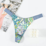 Ice Silk Scarless Thongs Women Print Low-Waist Sexy T-Sants Hot Seduction Yoga Invisible Trousers
