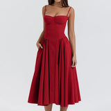 Fongt Women's French Elegant Retro Style Dopamine In A Sling Winter Dress