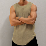 Fongt Men's Summer Thin Knitted Vests Men's Casual Solid Color New Knitwear