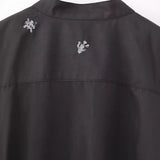 New Bead Inlaid Loose Version Poplin Shirt 4786327-Outfit