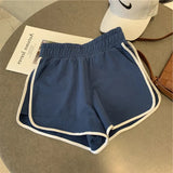 Fongt Side Striped Sports Shorts Female A-Word White Side Show Thin Loose Running Home Leisure Versatile Hot Pants