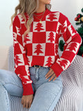 Fongt Shooting 2025 Autumn And Winter Christmas Tree Lattice Lantern Long-Sleeved Jacket Sweater Women's Clothing