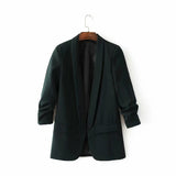 Fashionable Suit Jacket With Buckle-Free Pleated Sleeves In Spring 2024-Outfit