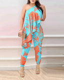 Independent Station New Spring And Summer Floating Edge Printed One-Piece Trousers Spot-Outfit
