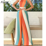 Stripes Print Spaghetti Strap Wide Leg Rompers Women Jumpsuit Sleeveless Casual One Piece