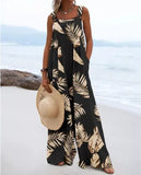 Fongt New Casual Fashion Print Strap Trousers Women's Trousers