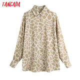 Spring Women Oversized Animal Print Blouse Long Sleeve Chic Female Casual Lady Shirt Blusas Femininas