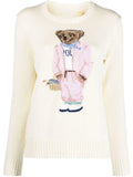 Fongt New Knitted Shirt Pink Cartoon Bear Embroidered Knitted Shirt Collar Long-Sleeved Sweater Cute Wind Top Woman