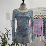 Summer Sunscreen Mesh Yarn Women 2025 Summer New Long-Sleeved T-Shirt