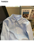 Street Casual Style Turn-down Collar Ruffles Solid Blouses 2023 Summer Women's Sweet Long Sleeve Single Breasted Shirts