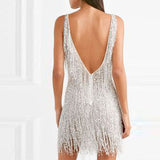 Sleeveless Sexy Tassel V-neck Slim